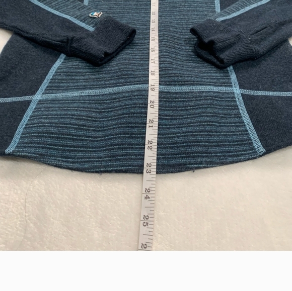 Kuhl Blue Striped Chianti Fleece Full Zip Wool Blend Hoodie Size Small - Picture 6 of 8